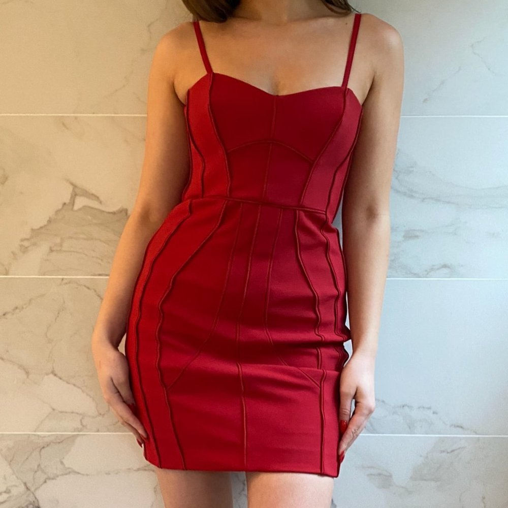 Red Bodycon Party Dress Size 0 (laundry by Shelli Segal)